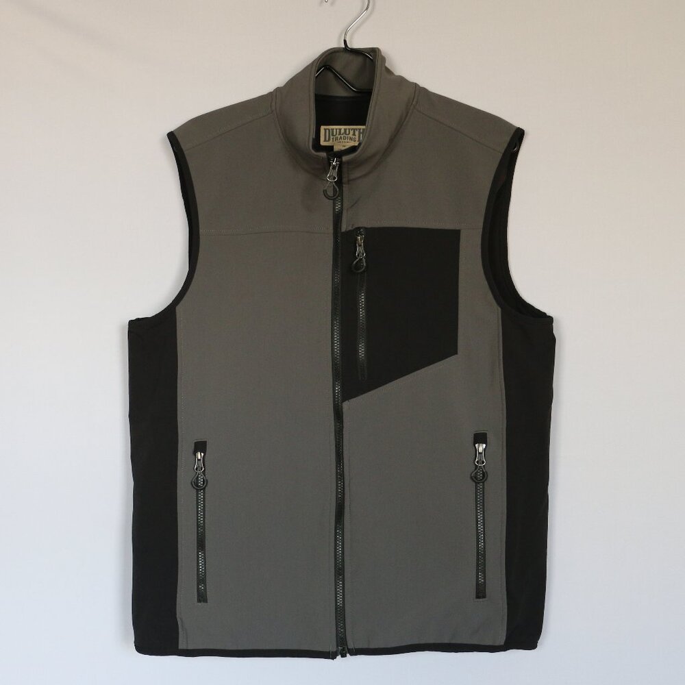 Duluth Trading Co, Men's Black Hills Windfront Vest, Medium, Dark Grey and Black